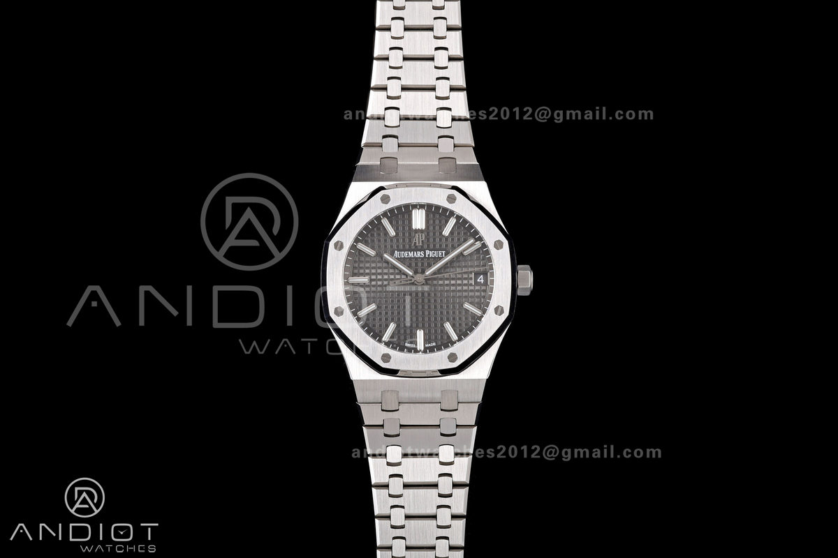 Royal Oak 41mm 15500 SS JF 1:1 Best Edition Gray Dial on SS Bracelet SA4302 Super Clone